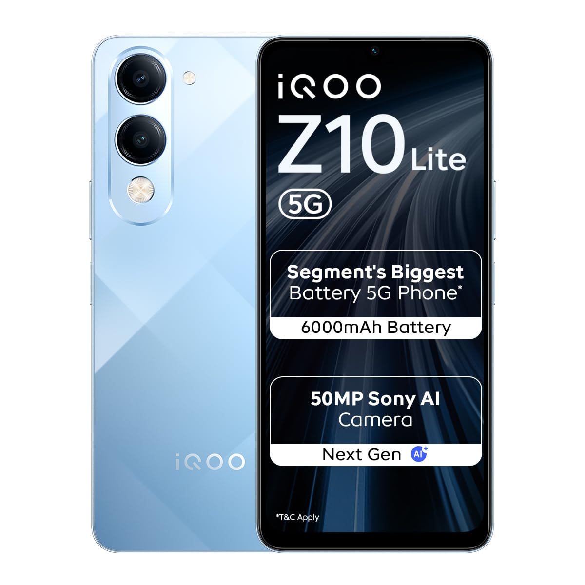 iQOO Z10 Lite 5G (Titanium Blue, 6GB RAM, 128GB Storage) *