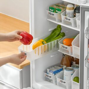 RILION Fridge Storage Containers (Pack of 4) Organizer, Plastic Fridge Storage Organizer Racks, Fridge Storage Boxes Keep Fruits, Vegetables Fresher, Container Box, White