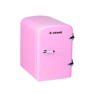 ROCKWELL 4L Retro Mini Fridge and Warmer, AC/DC Portable Thermoelectric Cooler/Warmer for Skincare, Cosmetics, Snacks & Medicine – Pink