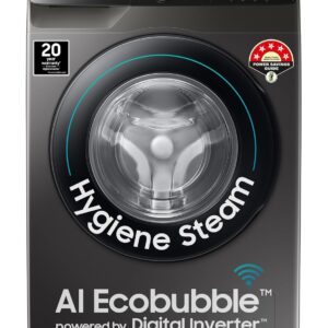 Samsung 8 kg, 5 star, Eco Bubble Technology, AI Control, Wi-Fi, Digital Inverter, Motor, Fully-Automatic Front Load Washing Machine (WW80T504DAX1TL, Hygiene Steam, Inox)