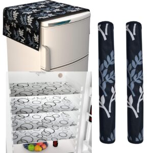 Yellow Weaves Combo of Exclusive Decorative Fridge Top Cover, 2 Fridge Handle Covers + 4 Fridge Mats (7 Piece set)
