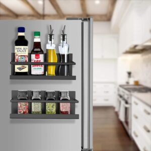 2PCS Magnetic Spice Rack for Refrigerator, Metal Spice Organizer Shelf for Kitchen,Magnetic Storage for Jars & Bottles,Spice Seasoning Rack for Cabinet,Kitchen Organization,Fridge Spice Holder
