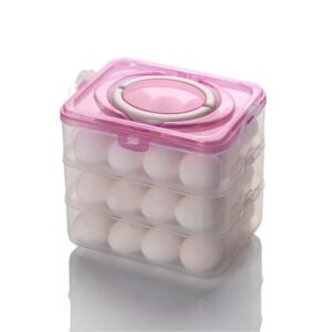 36 Egg Tray for Fridge|ABS Plastic Durable; Stackable; Stylish Container Box With Holder for Kitchen Fridge Egg Refrigerator Storage Tray (Pink, Rectangular)