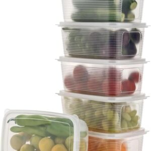 6 Food Storage Containers, 1800ml, Kitchen Storage Box with Clear Stackable Produce Saver Boxes with Airtight Lids for Fridge and Freezer for Fish, Meat, Vegetables (set of 6,1800ml)