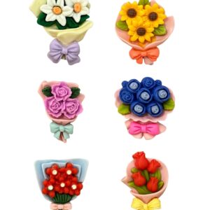 6PCS Mini Flower Vase Fridge Magnet, Decorative Rose Magnets for Refrigerator, Stylish Mini Fridge Decor for Kitchen, Office, Home, Gift