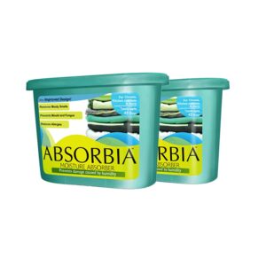 Absorbia Moisture Absorber | Absorbia Classic – Value Pack of 2 (600ml Each) | Dehumidier for Wardrobe, Cupboards & Closets | Fights Against Moisture, Mould, Fungus & Musty smells