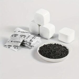 Activated Charcoal Air Purifier Cube| Non-Electric Odor & Moisture Absorber | Reusable & Long-Lasting Air Freshener for Home Car (6pcs.)