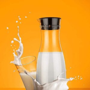 Black Olive Unbreakable Juice Jug with Lid- Multipurpose Round Shaped Cocktails Juice Jug with Airtight Lid for Water Juice Milk Soft Drinks for Home & Kitchen & Party (1000 ML)