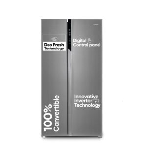 Candy 602 L Frost Free Side by Side Refrigerator with 100% Convertible Technology, Digital Control Panel and Magic Convertible Cooling 2-door (Shiny Steel, CSS6600TS)