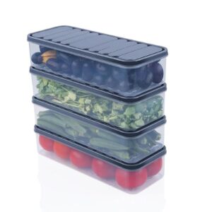 Clazkit Airtight Plastic Storage Containers Set for Kitchen | Stackable Pantry Organizers & Fridge Storage Boxes | Leak-Proof, Durable & Space-Saving Kitchen Accessories, 1200ml Pack of 4