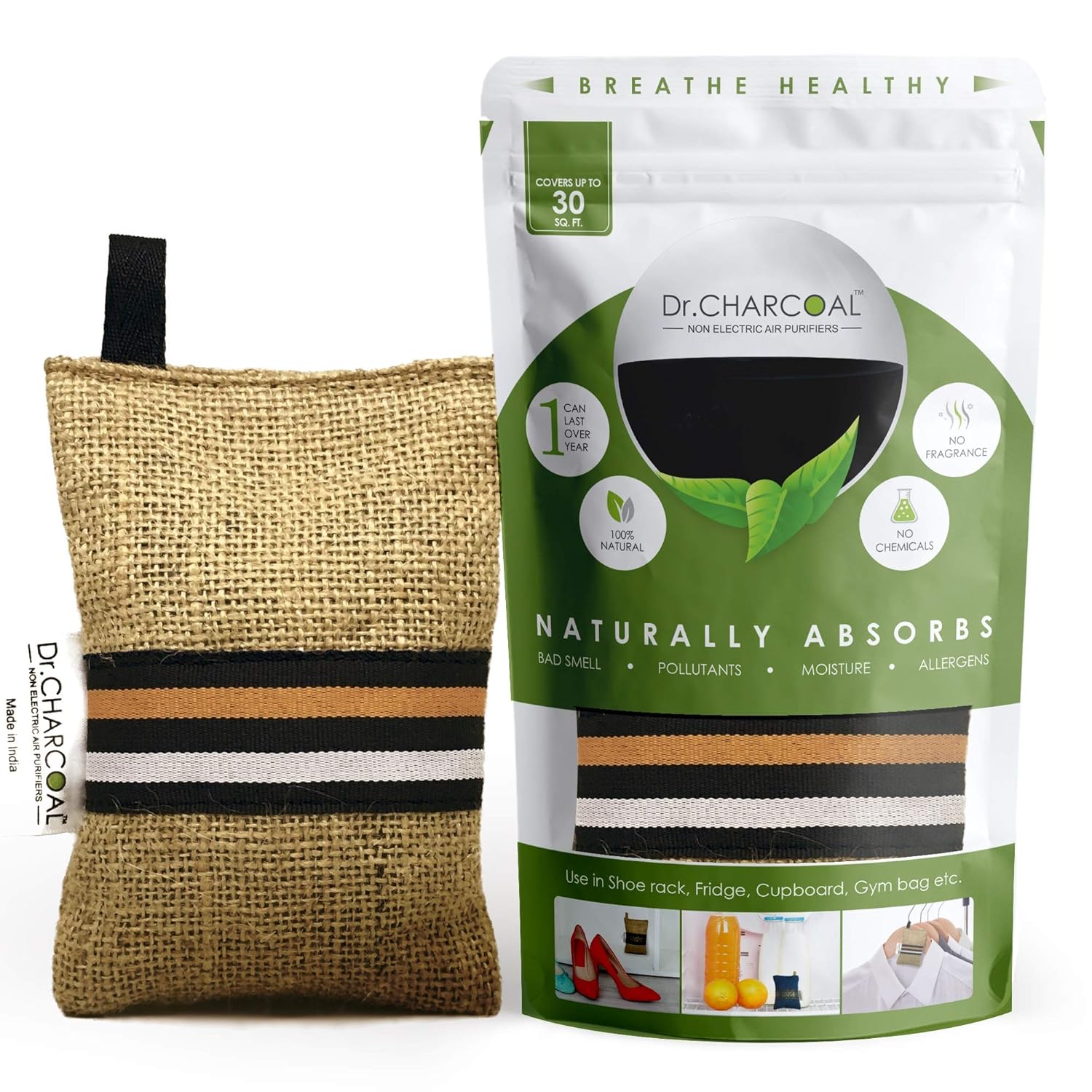 Dr CHARCOAL Fridge Deodorizer, Keeps Your Refrigerator and Freezer Fresh, Dry and Odor Free For 1 Year. 75gm, Long Lasting Charcoal Bag | More Powerful than Baking Soda to remove Bad Smell Dr CHARCOAL Fridge Deodorizer, Keeps Your Refrigerator and Freezer Fresh, Dry and Odor Free For 1 Year. 75gm, Long Lasting Charcoal Bag | More Powerful than Baking Soda to remove Bad Smell