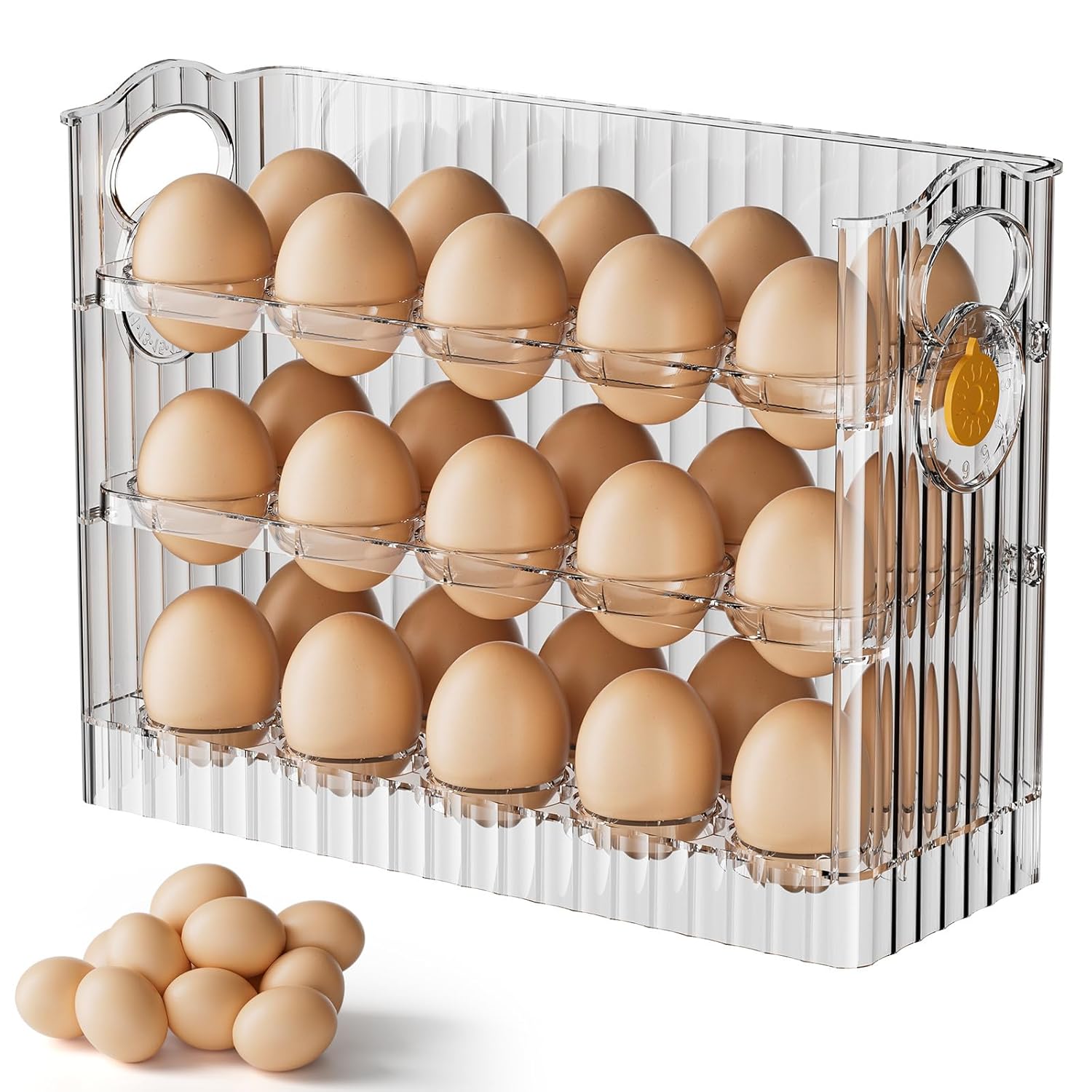 Egg Holder for Fridge, 3 Tiers Egg Organizer for Refrigerator, Eggs Holder Countertop with Timers, Space-Saving Eggs Dispenser for Refrigerator, 30 Eggs Container for Refrigerators Egg Holder for Fridge, 3 Tiers Egg Organizer for Refrigerator, Eggs Holder Countertop with Timers, Space-Saving Eggs Dispenser for Refrigerator, 30 Eggs Container for Refrigerators