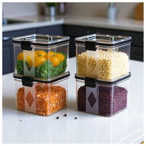 Eightiz (Pack of 4 Fridge Storage Containers Plastic Boxes with Airtight Lids,Freezer Safe,Refrigerator Organizer for Vegetables, Fruits, Kitchen organization accessories (700 ml,Transparent)