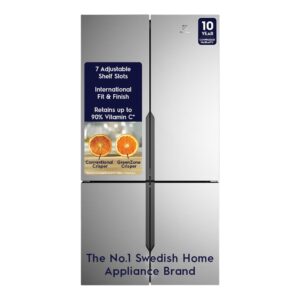 Electrolux 634L Frost Free Side by Side French Door Refrigerator, GreenZone Technology, Inverter Compressor, EvenTemp, Brush Neutral Steel, UltimateTaste 700, EQE5600B-S