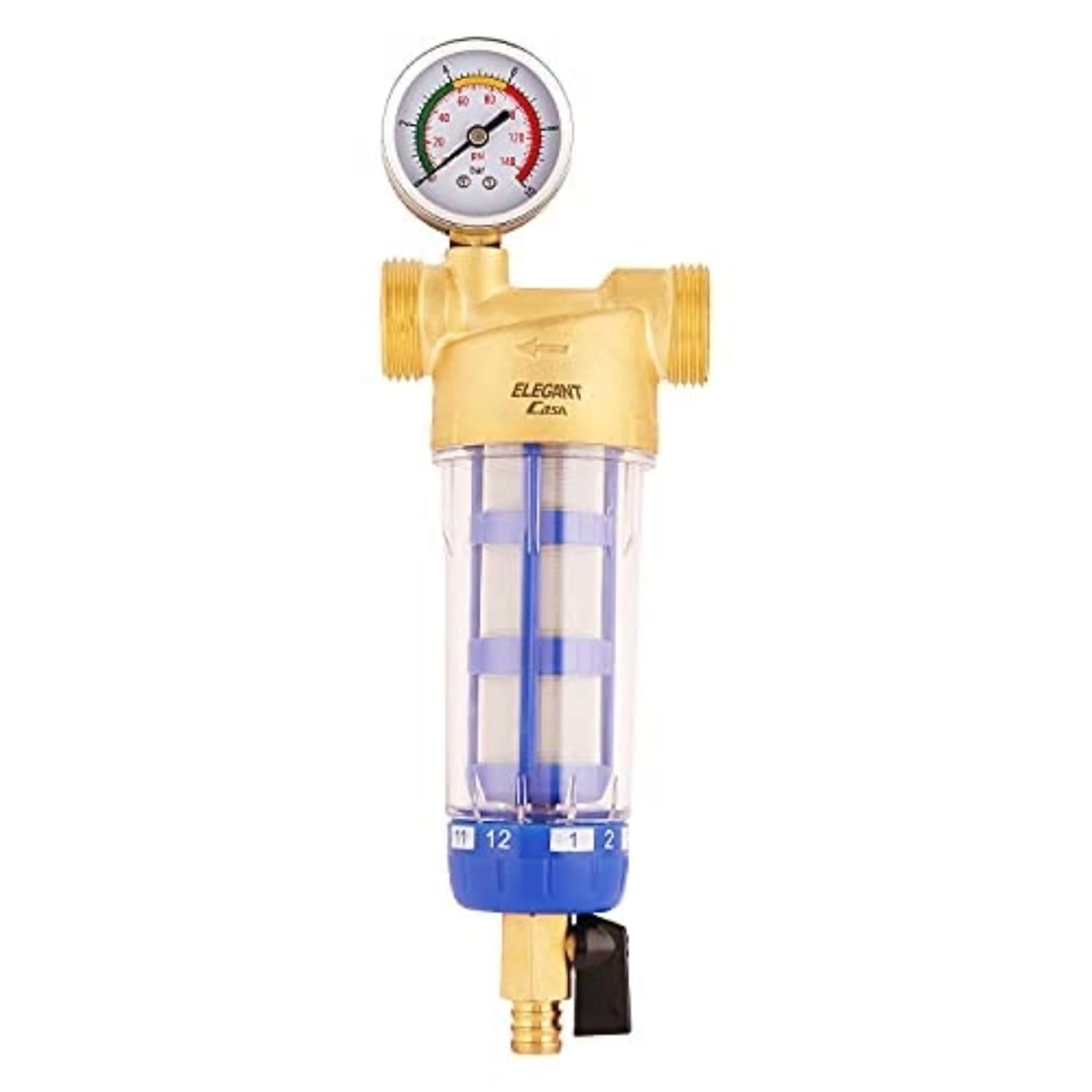 Elegant Casa 1-inch Inlet Water Tank Filter With Pressure Gauge Water Filter No Electric Installation Water Filter Removes Dust Rust, Moss, Algae, Red particles Remover Filter-1 Set Elegant Casa 1-inch Inlet Water Tank Filter With Pressure Gauge Water Filter No Electric Installation Water Filter Removes Dust Rust, Moss, Algae, Red particles Remover Filter-1 Set
