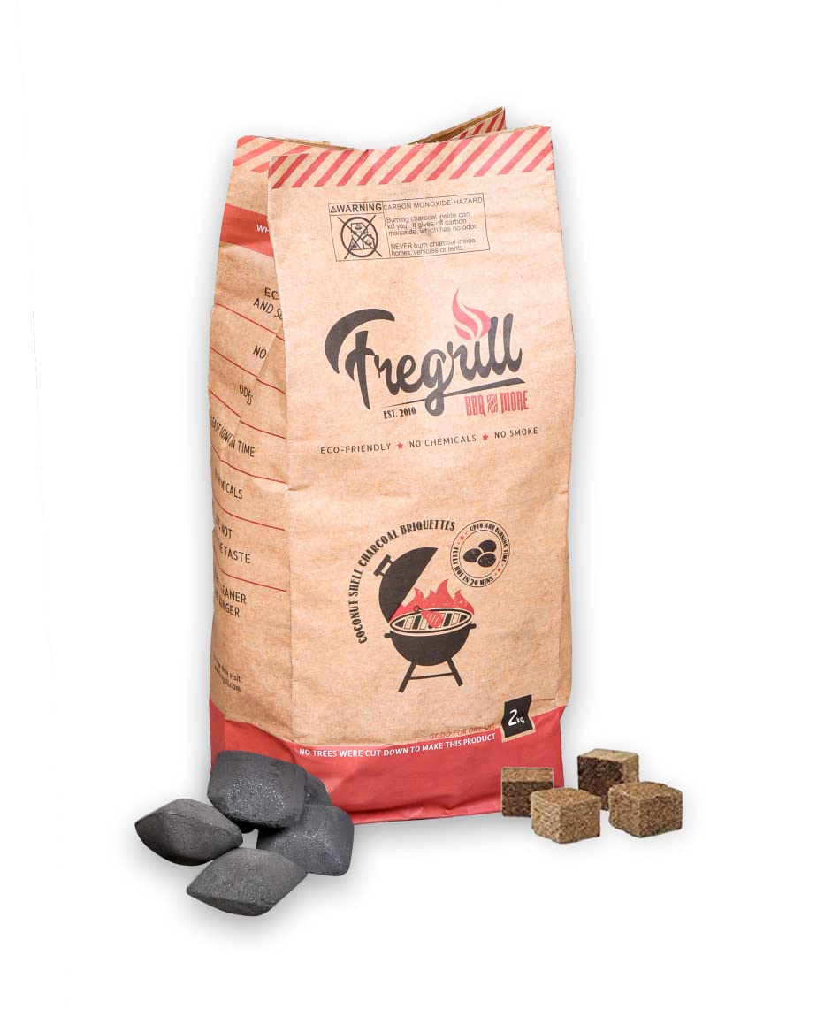 FREGRILL Premium Charcoal Briquettes (All-Natural & Long-Lasting) Barbecue and Grill – for Cooking and Grilling with Fire Starter Cubes for Ignition (2KG) FREGRILL Premium Charcoal Briquettes (All-Natural & Long-Lasting) Barbecue and Grill – for Cooking and Grilling with Fire Starter Cubes for Ignition (2KG)