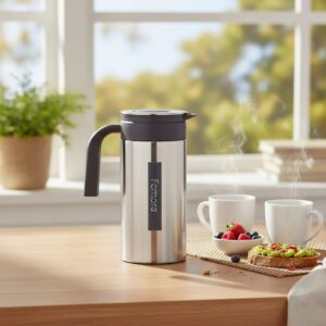 Femora Stainless Steel Jug | 1 Year Manufacturing Warranty, 1500 ML | Steel Jug for Water, Serve Water, Beverages, Iced Tea, Juices | Pack of 1 | BPA Free (Silver Black)