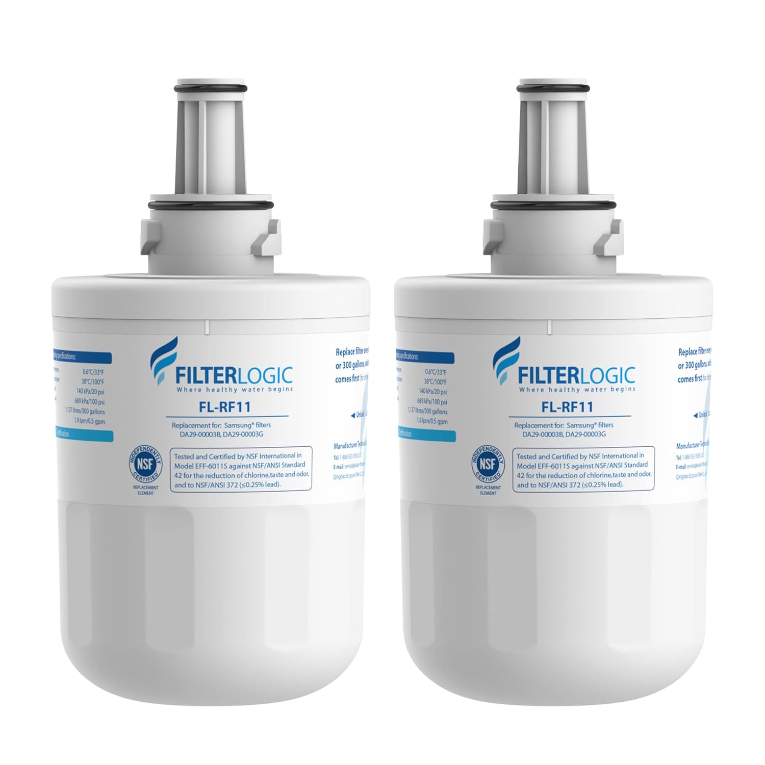 Filterlogic NSF 53&42 Certified DA29-00003G Refrigerator Water Filter, for Samsung DA29-00003B, RSG257AARS, RFG237AARS, HAFCU1, RFG297AARS, RS22HDHPNSR, WSS-1 (Pack of 2) Filterlogic NSF 53&42 Certified DA29-00003G Refrigerator Water Filter, for Samsung DA29-00003B, RSG257AARS, RFG237AARS, HAFCU1, RFG297AARS, RS22HDHPNSR, WSS-1 (Pack of 2)