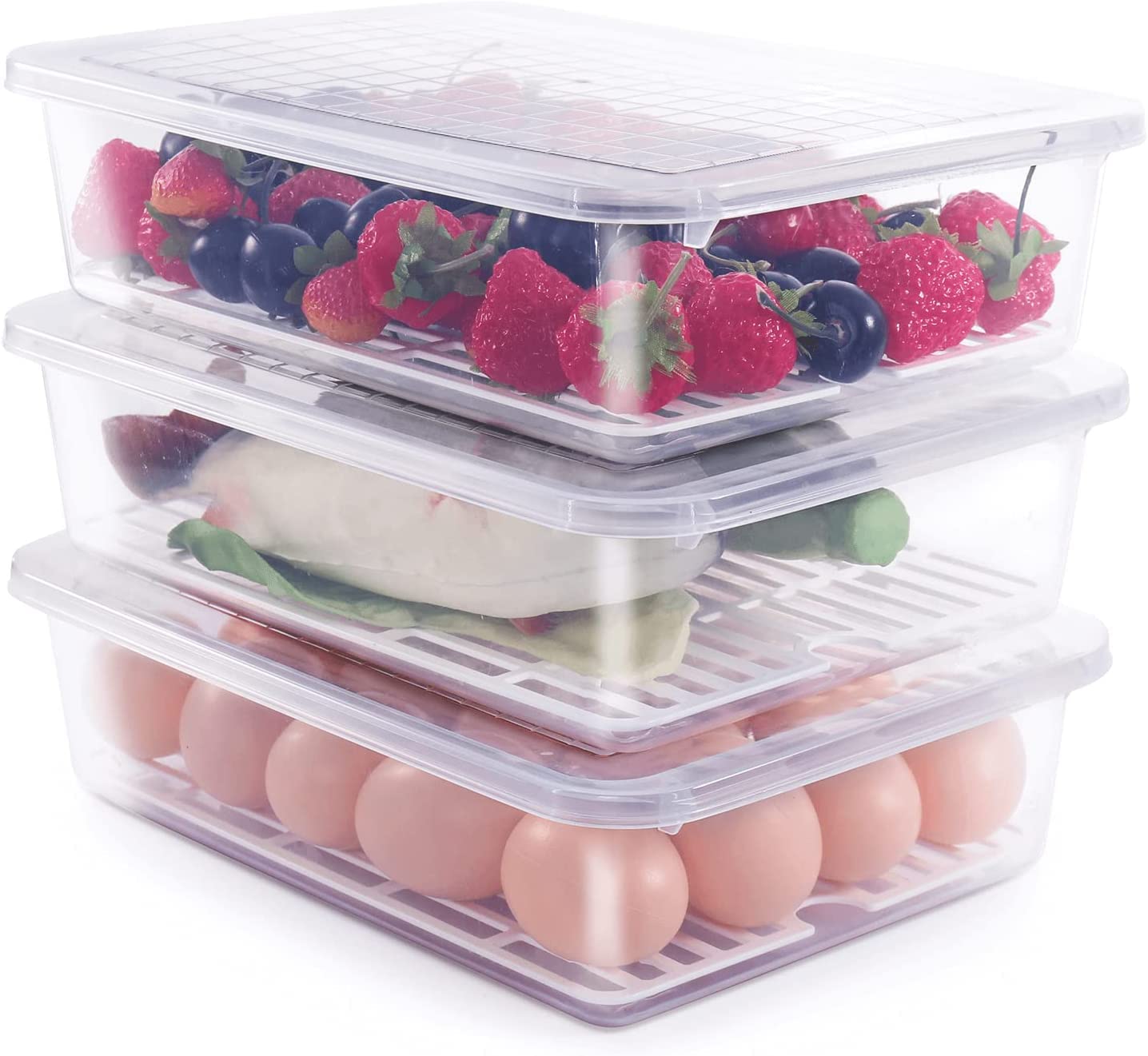 Food Storage Container with Removable Drain Plate and Lid,Stackable Portable Freezer Storage Containers Tray to Keep Fruits,Vegetables,Freezer Organizer 2500ML (Pack Of 2)(Plastic) Food Storage Container with Removable Drain Plate and Lid,Stackable Portable Freezer Storage Containers Tray to Keep Fruits,Vegetables,Freezer Organizer 2500ML (Pack Of 2)(Plastic)
