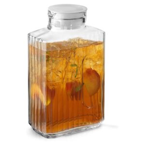 Glass Water Jug, Glass Fridge Pitcher with Lid and Easy to use Fridge Jug Great for Lemonade, Iced Tea, Milk, Cocktails and Liquids | Beverage Serveware, Storage Container, Juice Container (2000 ml)