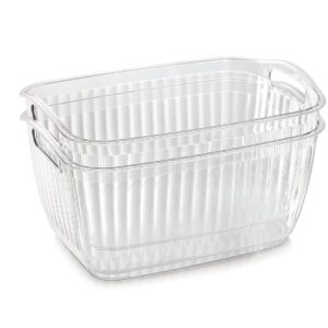 INKULTURE Plastic Fridge Storage Box For Vgetable & Fruits | Fridge Organizer For Kitchen | Refrigerator Containers | Pack Of 02, Transparent