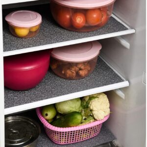 Kuber Industries PVC Set of 6 Fridge Mats | Floral Embossed Refrigerator Drawer Mat|Waterproof & Stain Resistant Fridge Mat Perfect for Home & Kitchen (Grey)