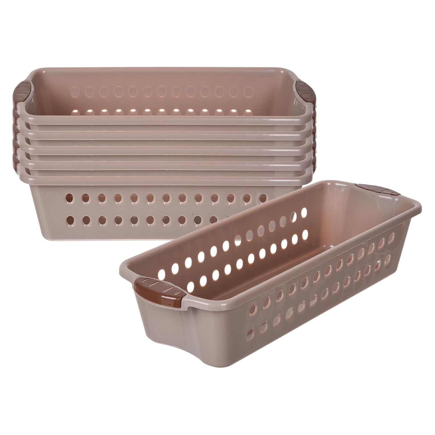 Kuber Industries Plastic Pack of 6 Storage Basket,Storage Organizer for Kitchen-Refrigerator-Vegetables-Stationery,Multipurpose Cabinet Shelf Rack,Storage Box for Kitchen,JAWA-1,Small,Peach Kuber Industries Plastic Pack of 6 Storage Basket,Storage Organizer for Kitchen-Refrigerator-Vegetables-Stationery,Multipurpose Cabinet Shelf Rack,Storage Box for Kitchen,JAWA-1,Small,Peach