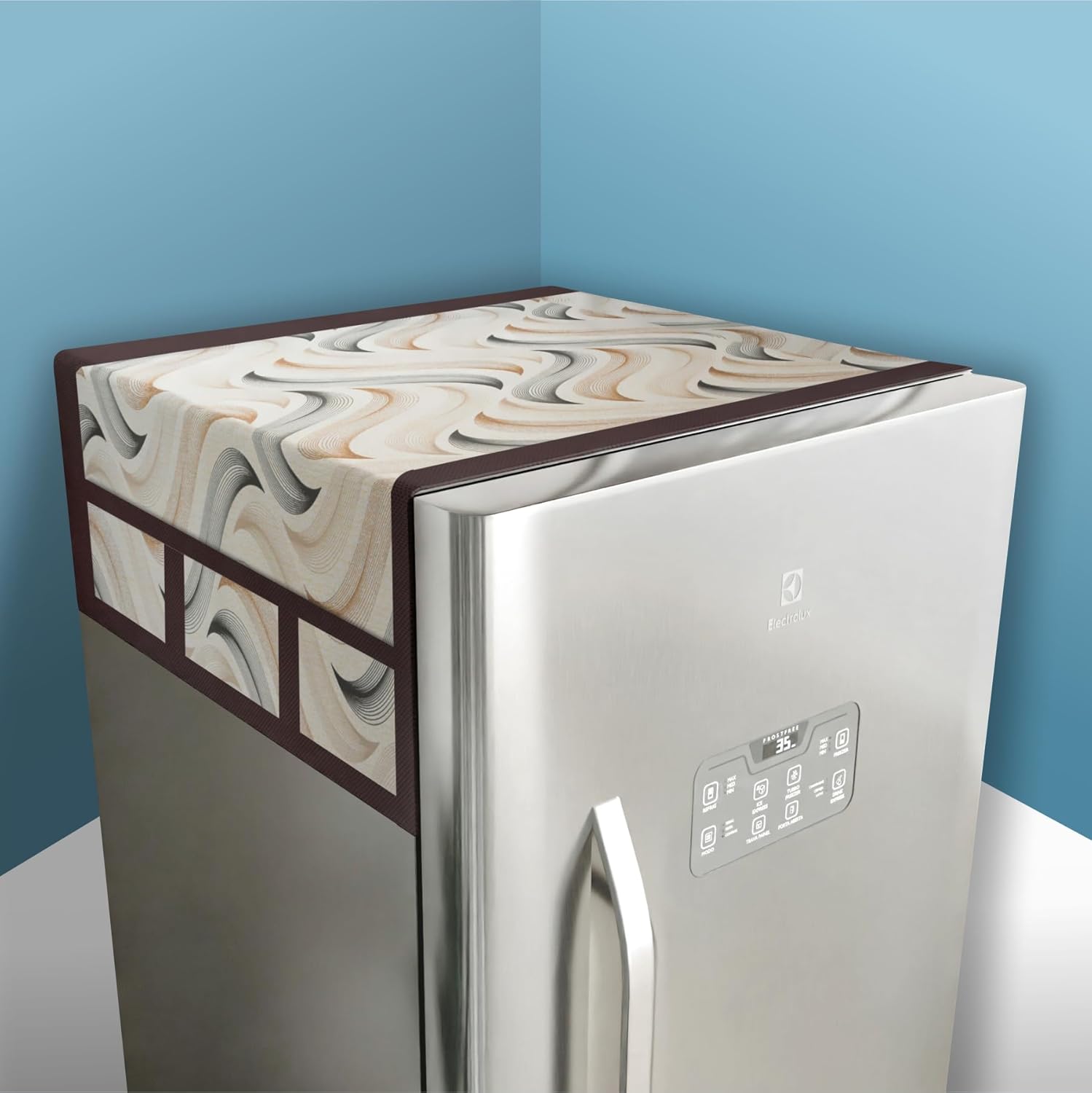 Kuber Industries Polyvinyl Chloride (PVC) Cream Fridge Top Cover – Dust & Waterproof; 6 Pockets, Wave Design100 x 57 x 1 cm) Kuber Industries Polyvinyl Chloride (PVC) Cream Fridge Top Cover – Dust & Waterproof; 6 Pockets, Wave Design100 x 57 x 1 cm)