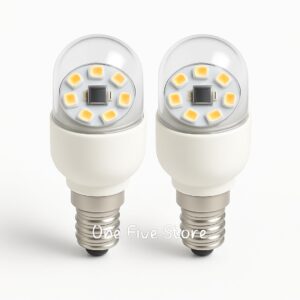 LED E14 Base Mini Bulb, Clear Glass, 6-SMD Warm White Light, Compatible with Refrigerator, Microwave Oven, Sewing Machine, Pack Of 2