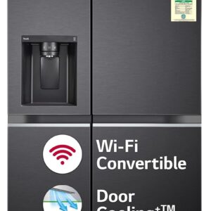 LG 630 L, 3 Star, Frost-Free, Double Door, Door Cooling+, Hygiene Fresh+, Smart Inverter, Wi-Fi Convertible Side By Side Refrigerator with AI ThinQ (GL-L257CMC3, Matt Black, Ice & Water Dispenser)