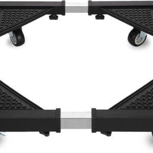 Mini Fridge Stand with 4 Locking Wheels – Adjustable 17.7″ to 25.6″ Dolly Base for Washing Machine, Refrigerator, Dryer, Furniture – Heavy Duty Movable Appliance Stand (Black)