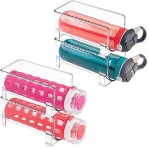 MosQuick® Refrigerator Wine and Water Bottle Holder, 2Pack Stackable Plastic Wine Rack Storage Organizer for Fridge, Cabinet, Pantry, Kitchen Countertops, Clear