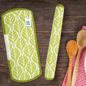 Multipurpose Cotton Fridge/Refrigerator Handle Cover Set of 2 Pieces (Size : 6×12 Inches, Green)