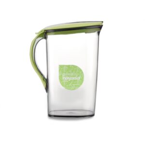 Nayasa Icon Jug – 2100 ML | BPA Free Plastic Water Jug with Lid | Leakproof & Sturdy Handle | Press Lock Opening | Glass Finish Design | Cold Water, Milk & Juice Storage Carafe – Green