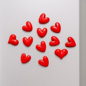 Nostrae by Ekhasa Red Heart Cute Fridge Magnets Set of 10 | Fridge Magnet Refrigerator Stylish | Kitchen Fridge Decoration Items | Mini Gifts