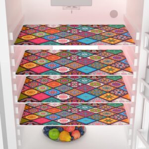 PVC Refrigerator Drawer Mat/Fridge Mat Set Of 6 Piece (11.5 X 17.5 Inches) (Multiflower),Multicolour