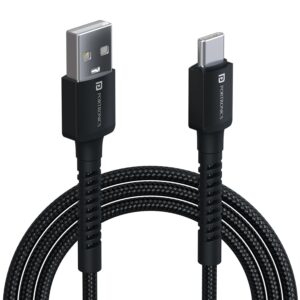 Portronics Konnect X 3A Unbreakable Nylon Braided USB to Type C Fast Charging Cable 2M Long, Supports All Type C Smartphones and Devices(Black)