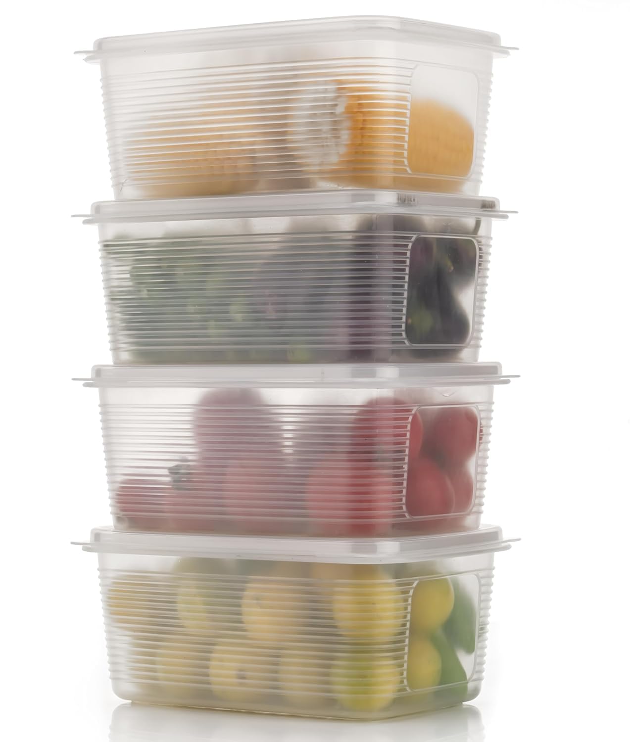 Qshare Transparent Fridge Storage Container – BPA Free Plastic Fridge Organizer Box with lid for Vegetables, Fruits, Fish & Meat, Multipurpose Refrigerator Organizer Freezer Dabba Box for Kitchen (4) Qshare Transparent Fridge Storage Container – BPA Free Plastic Fridge Organizer Box with lid for Vegetables, Fruits, Fish & Meat, Multipurpose Refrigerator Organizer Freezer Dabba Box for Kitchen (4)