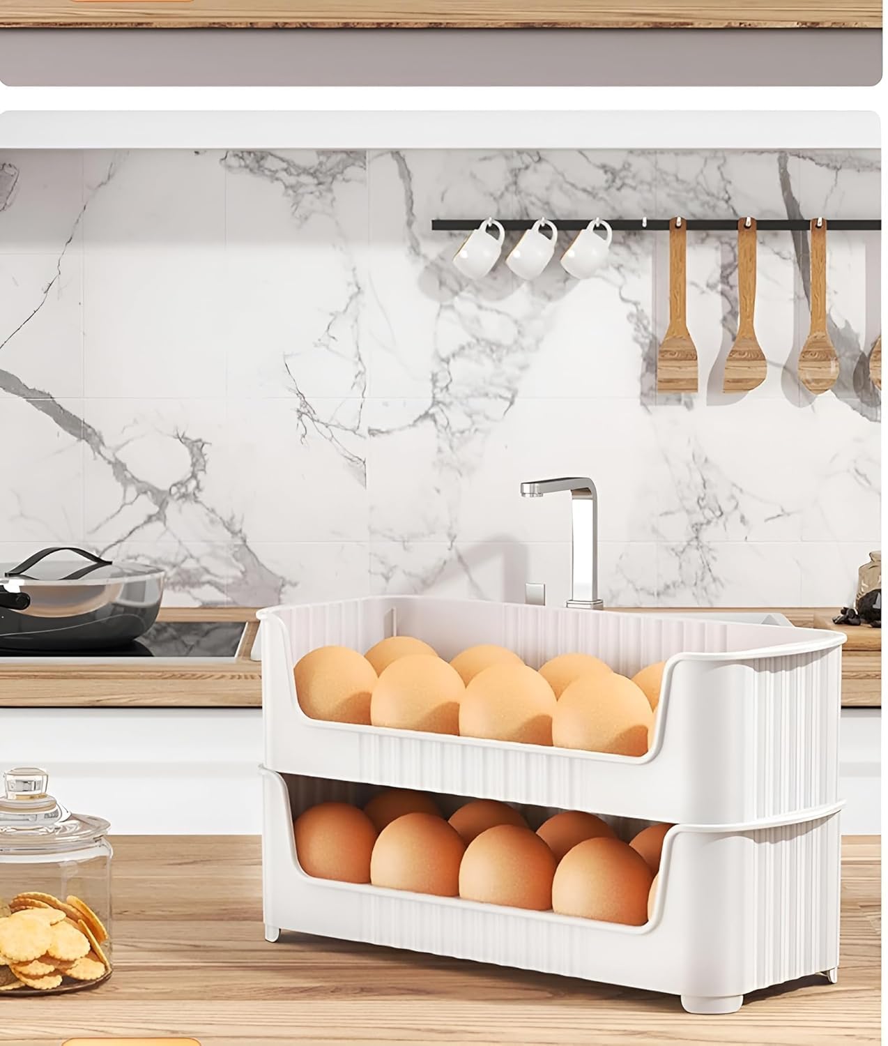 RANIC EggNest Stackable Egg Tray, 10 Slots Per Trey, Space-Saving Organizer for Fridge Side Door, Tabletop & Cabinet, BPA-Free, Durable, Detachable, Freezer Safe (2 Tray) RANIC EggNest Stackable Egg Tray, 10 Slots Per Trey, Space-Saving Organizer for Fridge Side Door, Tabletop & Cabinet, BPA-Free, Durable, Detachable, Freezer Safe (2 Tray)