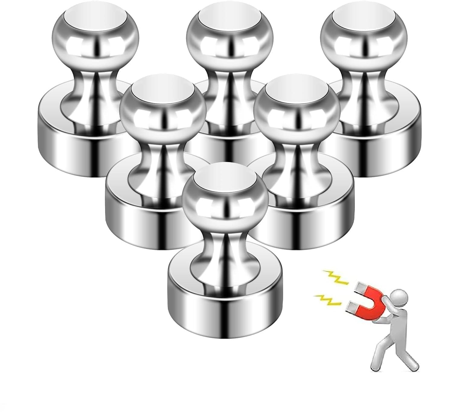 RECLUSE 6 Pcs Refrigerator Magnets, Small Fridge Magnets, Strong Whiteboard, Magnetic Push Pins, Magnetic Thumb Tacks, Strong Metal Magnets for Fridge, Office, Classroom, Map, Kitchen RECLUSE 6 Pcs Refrigerator Magnets, Small Fridge Magnets, Strong Whiteboard, Magnetic Push Pins, Magnetic Thumb Tacks, Strong Metal Magnets for Fridge, Office, Classroom, Map, Kitchen