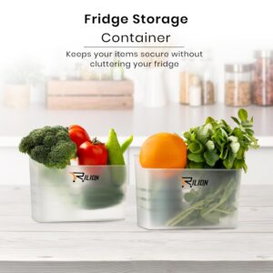 RILION Fridge Storage Boxes (Pack of 4) Freezer & Refrigerator Organizer Containers Kitchen Storage Container Set Kitchen Accessories Items for Home 1200 ml Food Storage Box