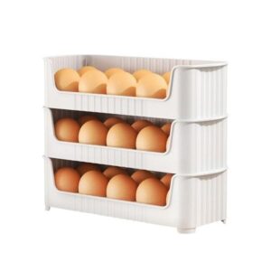 Refrigerator Egg Storage Container, Egg Basker, Tray For egg Organiser, Clear Plastic Drawer Organizer,Stackable Trays For Fridge, Ktchen, Hotel Etc.(each tray capacity = 10 Egg) (3)