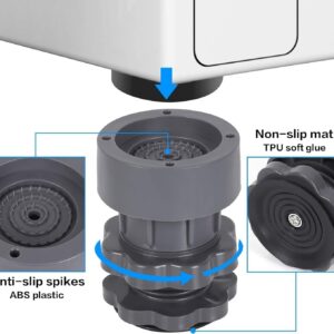 Refrigerator & Washing Machine Stand with Anti-Vibration Pads – Adjustable Furniture Base for Single & Double Door Fridges, Shock-Absorbing, Noise Cancelling, Anti-Slip Stabilizer (4 Pcs)