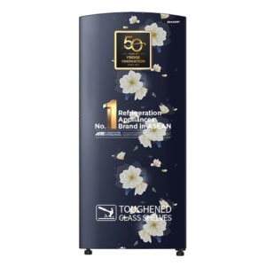 SHARP 197 L Direct Cool Single Door 2 Star Refrigerator | Glass Shelves| 2.25L Bottle Space | Japan 7 Shield Protection | 60 Mins Fast Ice (Floral Fall Blue, SJ-DF225N2-PBF)