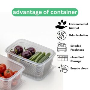 SR Fridge Container – Plastic Transparent Fridge Storage Box with Air Tight Lid for Vegetables, Fruits, Fish & Meat to Keep Fresh, Refrigerator Pantry Organizer Freezer Dabba Box(1800ML, 6 Pcs)