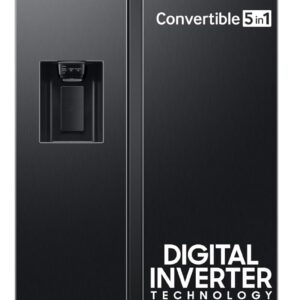 Samsung 633 L, 3 Star, Frost Free, Double Door, Convertible 5-in-1 Digital Inverter, Side By Side Refrigerator with AI, WiFi & Water & Ice Dispenser (RS78CG8543B1HL, Black Matte)