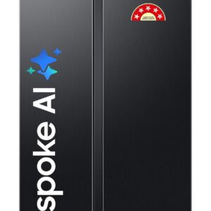 Samsung 653 L, 5 Star, Frost Free, Double Door, Convertible 5-in-1 Digital Inverter, Side By Side AI Enabled Smart Refrigerator with WiFi (RS76CG8115B1HL, Black Matte/Black DOI)