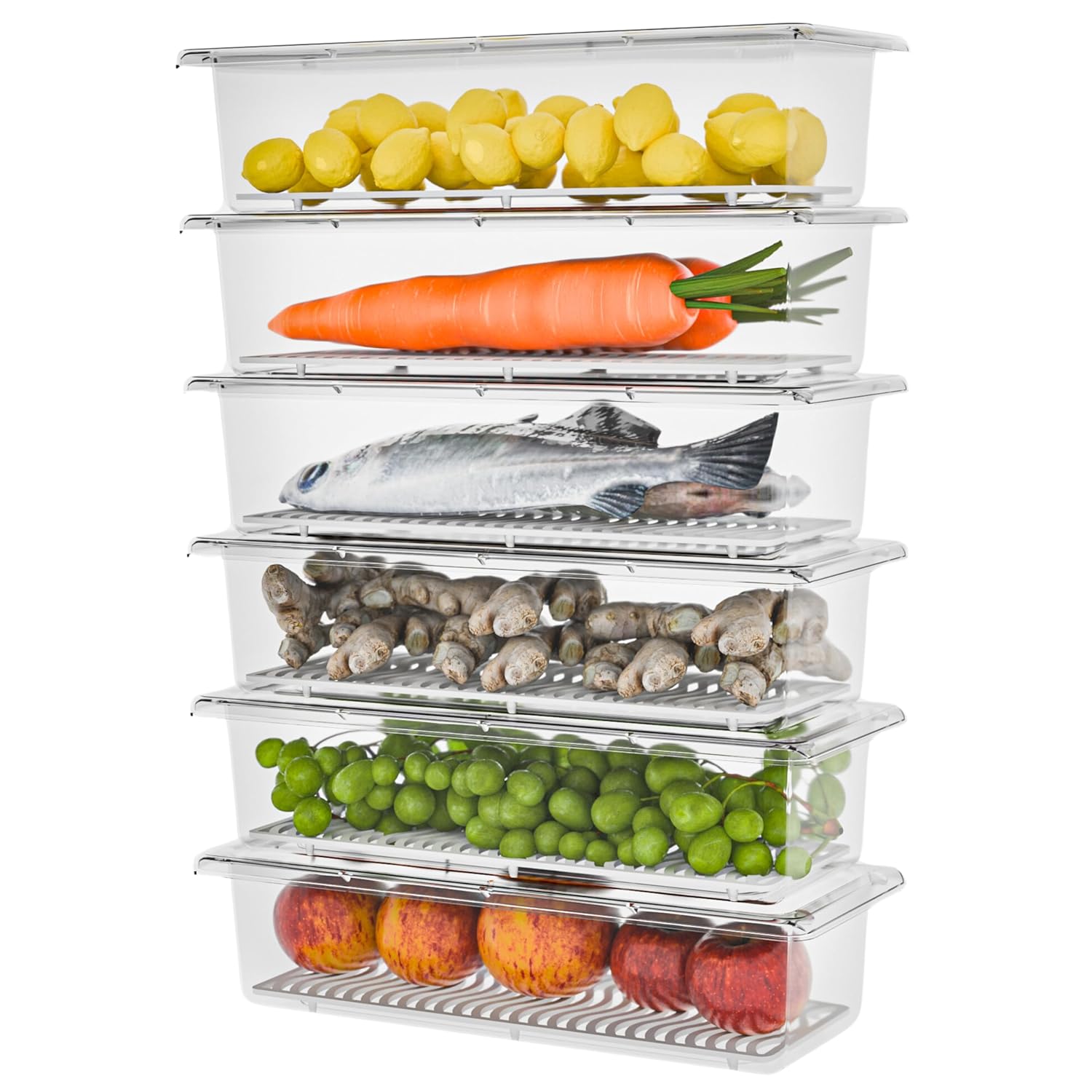 TEX-RO 4 Fridge Storage Containers | Fridge Organiser Storage Boxes with Removable Drain Plate, Lids, Stackable| Fridge Organizer & Fridge Storage Box | Vegetable Storage Box for Refrigerator(1500ML) TEX-RO 4 Fridge Storage Containers | Fridge Organiser Storage Boxes with Removable Drain Plate, Lids, Stackable| Fridge Organizer & Fridge Storage Box | Vegetable Storage Box for Refrigerator(1500ML)