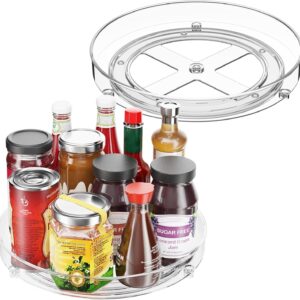 Transparent Rotating Rack – 360° Turntable Organizer Tray for Kitchen, Pantry, Bathroom, Makeup & Fridge | Clear Lazy Susan for Spices, Condiments & Skincare Storage (U-2)