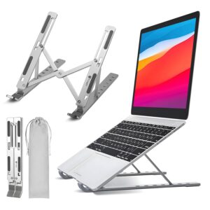 Tygot 6 Angles Adjustable Aluminum Ergonomic Foldable Portable Tabletop Laptop/Desktop Riser Stand Holder Compatible for MacBook, HP, Dell, Lenovo & All Other Notebook (Grey)